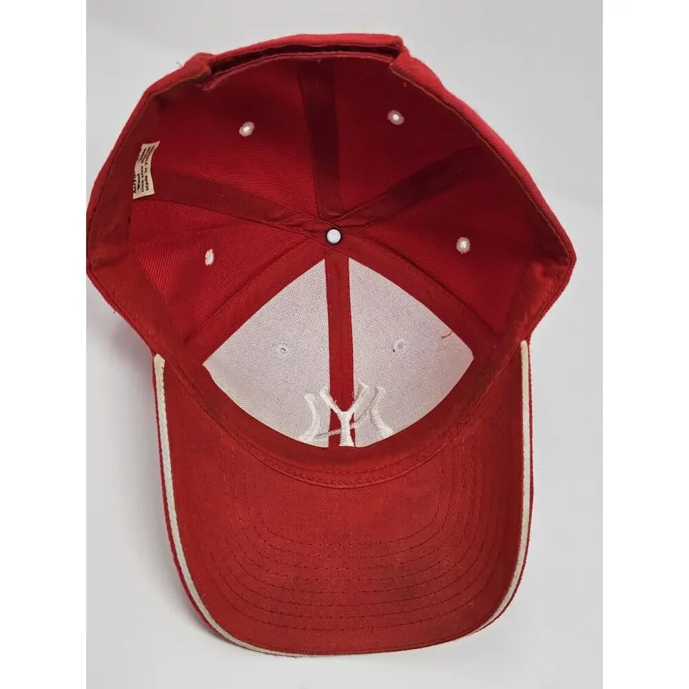 VTG New York Yankees Hat Cap Fitted Baseball Red Wool Blend Embroidery MLB OS